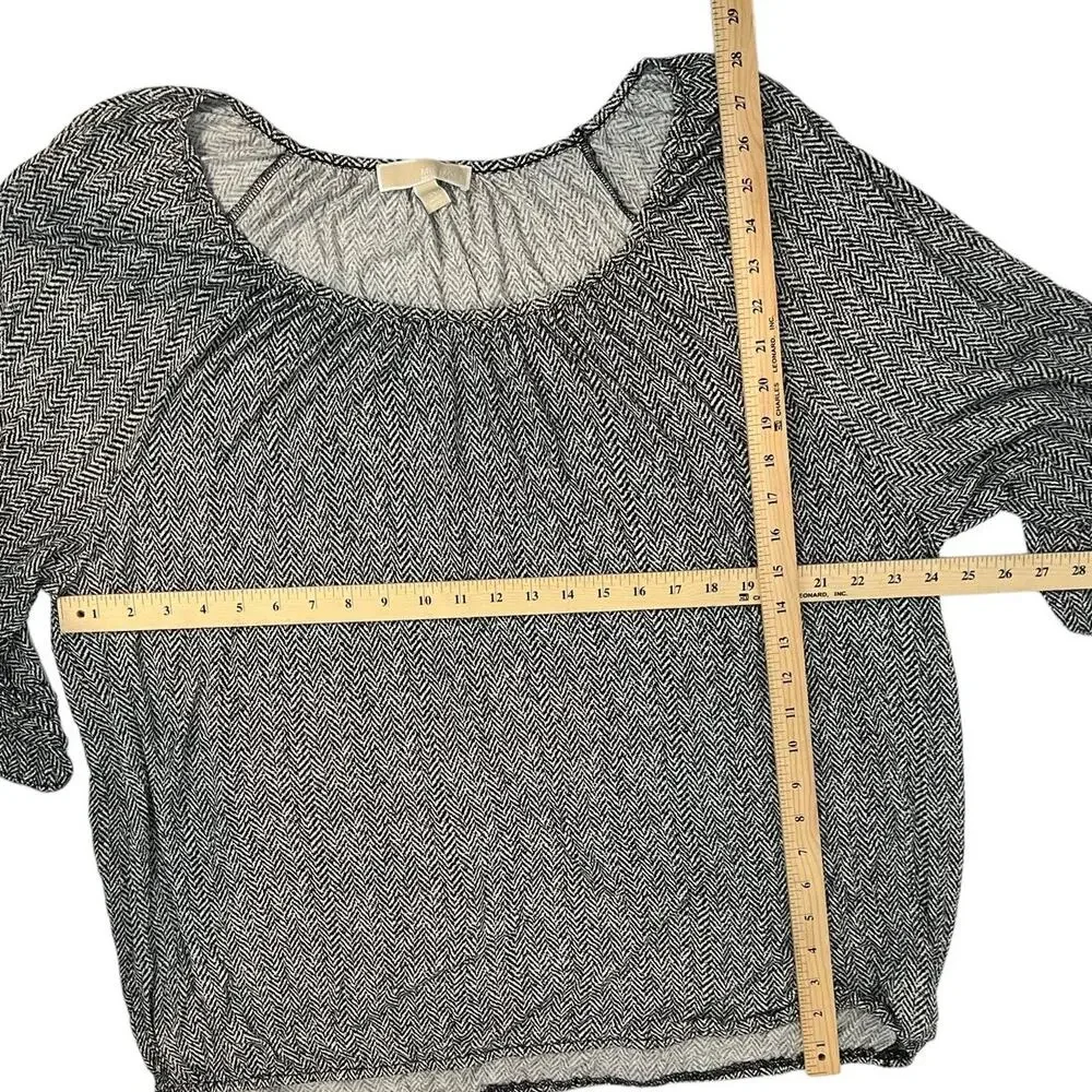 MICHAEL KORS Black & White 3/4 Sleeve Blouse SZ 3X
